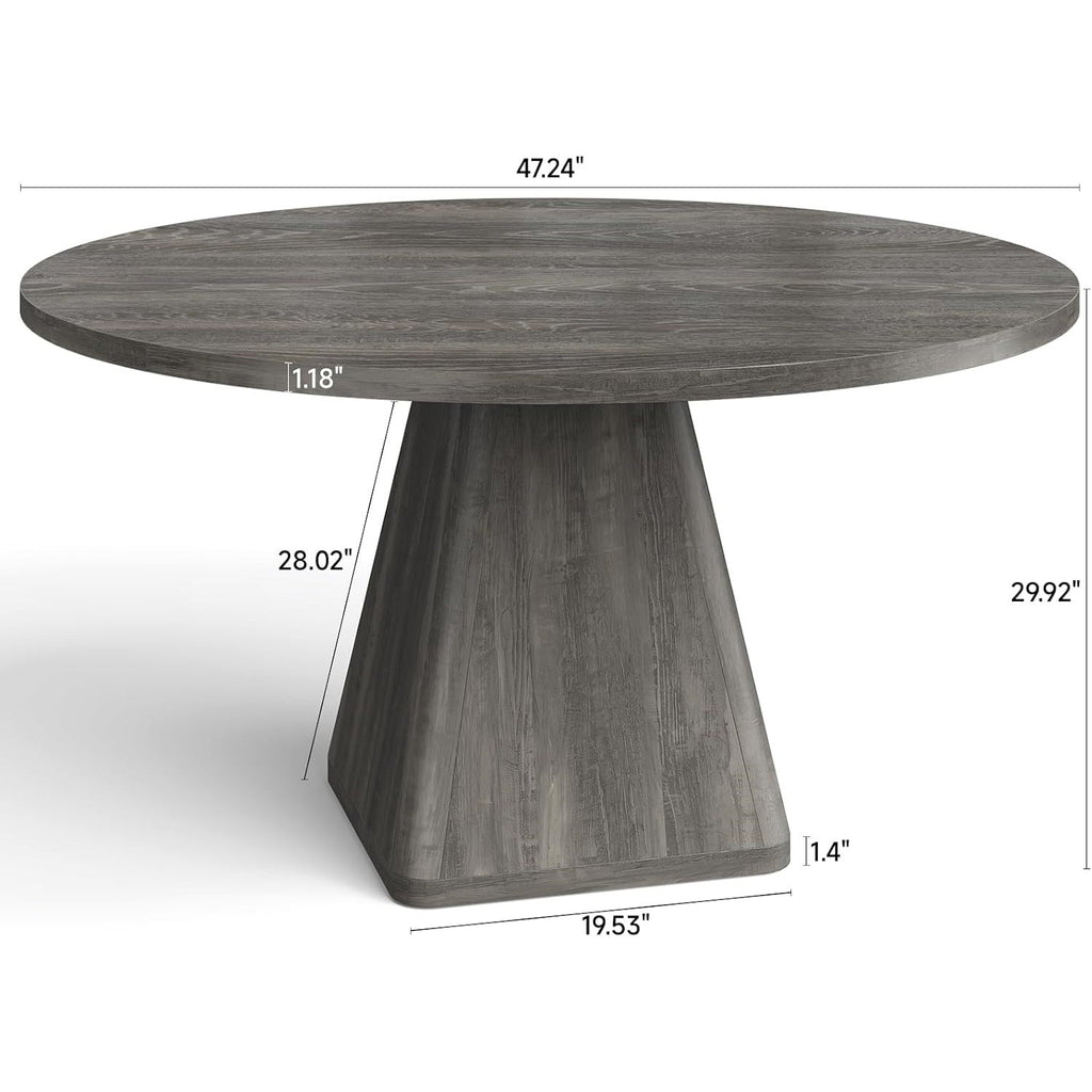 47-Inch Round Dining Table for 4-6 with Pedestal Base