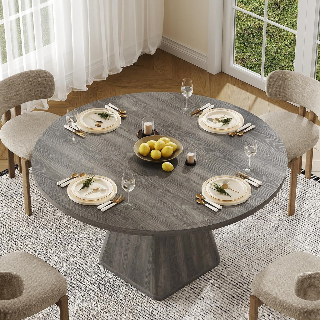 47-Inch Round Dining Table for 4-6 with Pedestal Base