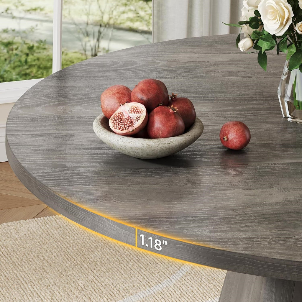 47-Inch Round Dining Table for 4-6 with Pedestal Base