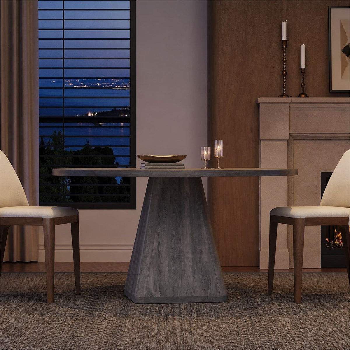 47-Inch Round Dining Table for 4-6 with Pedestal Base