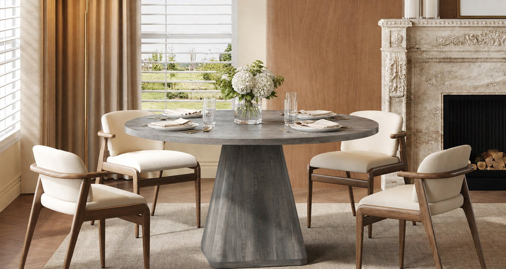 47-Inch Round Dining Table for 4-6 with Pedestal Base