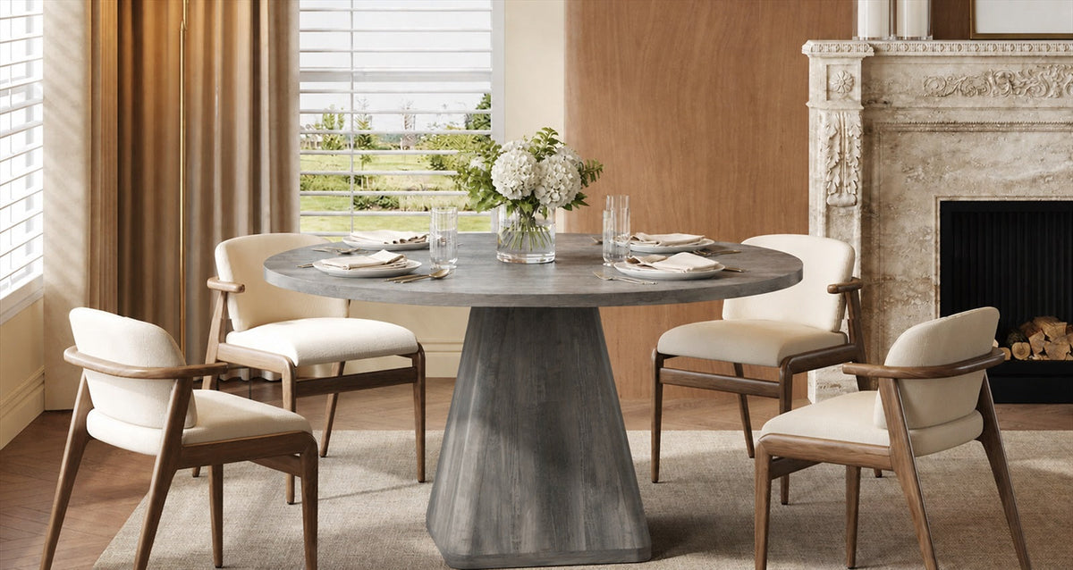 47-Inch Round Dining Table for 4-6 with Pedestal Base