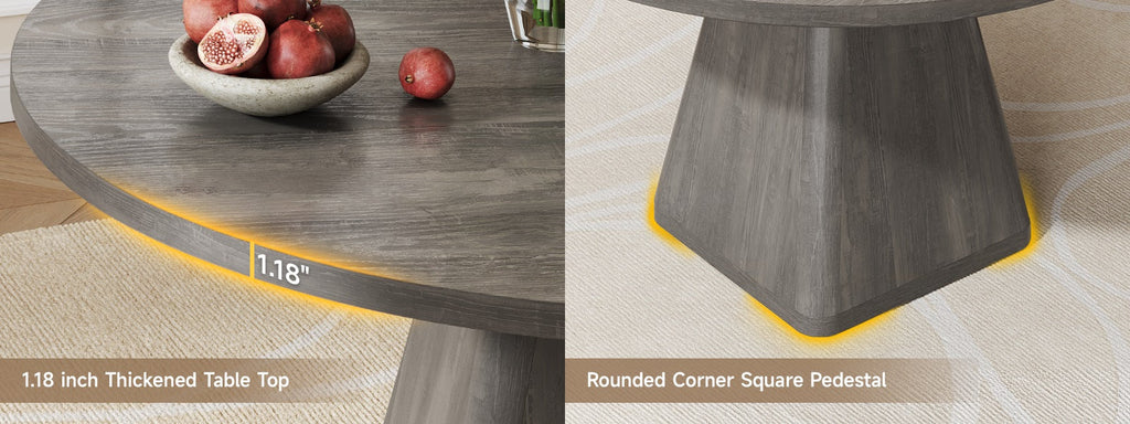 47-Inch Round Dining Table for 4-6 with Pedestal Base