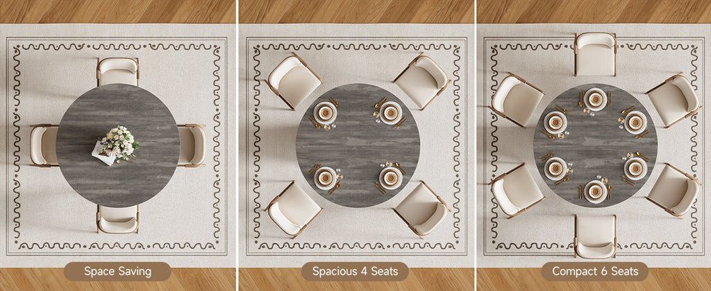 47-Inch Round Dining Table for 4-6 with Pedestal Base