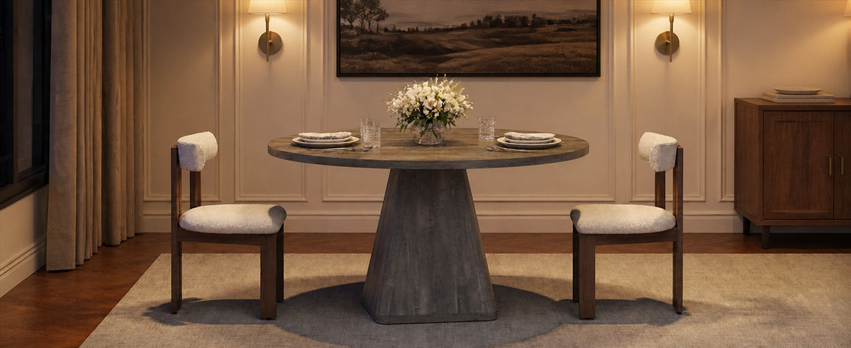 47-Inch Round Dining Table for 4-6 with Pedestal Base