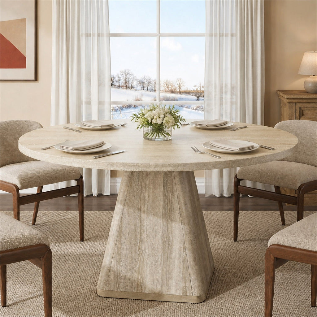47-Inch Round Dining Table for 4-6 with Pedestal Base