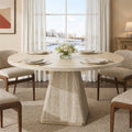 47-Inch Round Dining Table for 4-6 with Pedestal Base