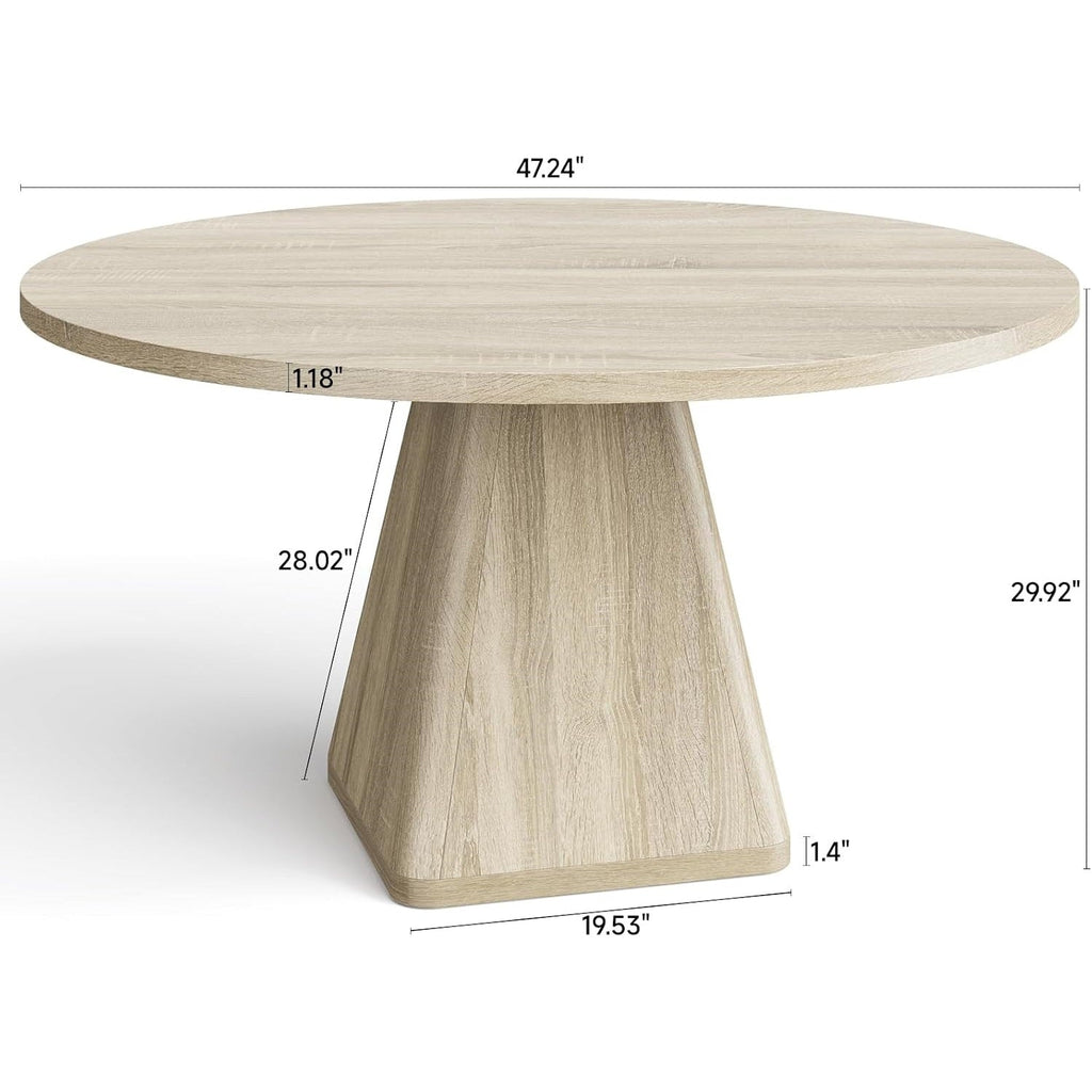 47-Inch Round Dining Table for 4-6 with Pedestal Base