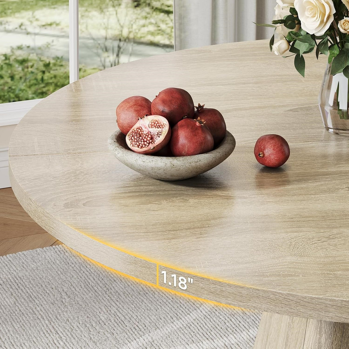 47-Inch Round Dining Table for 4-6 with Pedestal Base