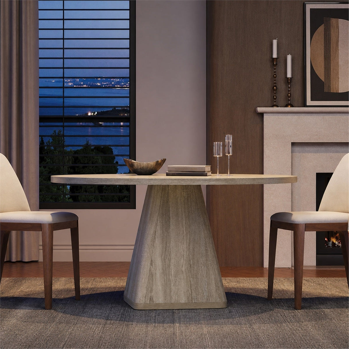 47-Inch Round Dining Table for 4-6 with Pedestal Base