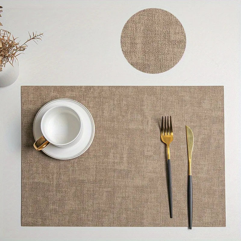 Dual-Sided Leather Table Placemats, Heat-Resistant