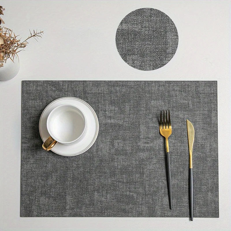Dual-Sided Leather Table Placemats, Heat-Resistant