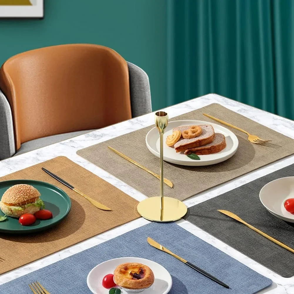 Dual-Sided Leather Table Placemats, Heat-Resistant