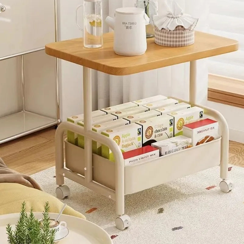 Two-Tier Rolling Nightstand with Drawer