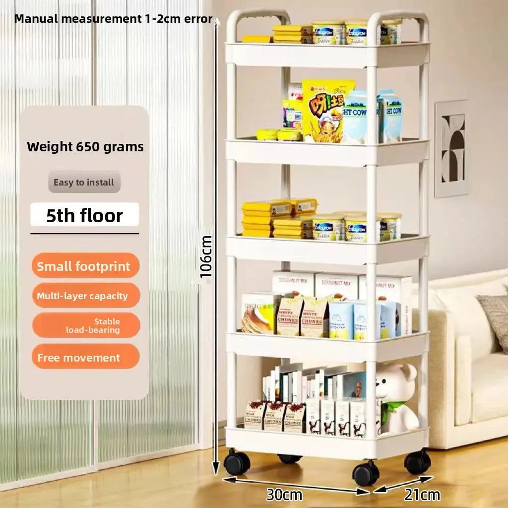 5-Layer Kitchen Storage Trolley Rolling Rack