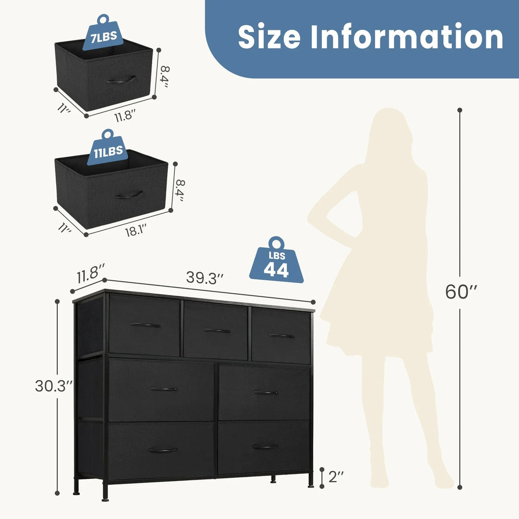 7-Drawer Fabric Dresser Storage Chest for Bedroom