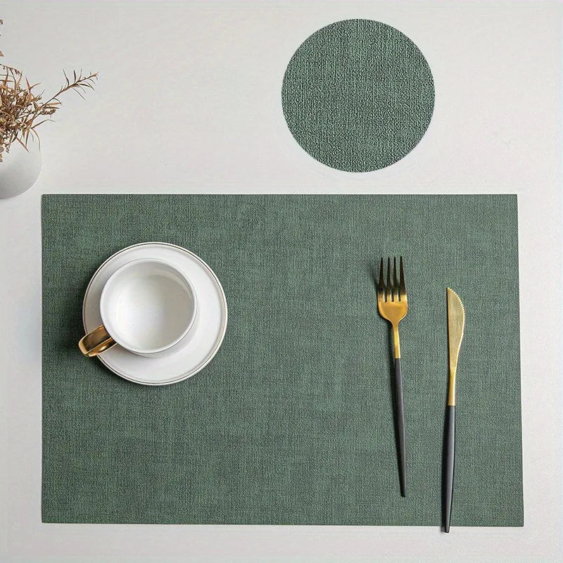 Dual-Sided Leather Table Placemats, Heat-Resistant