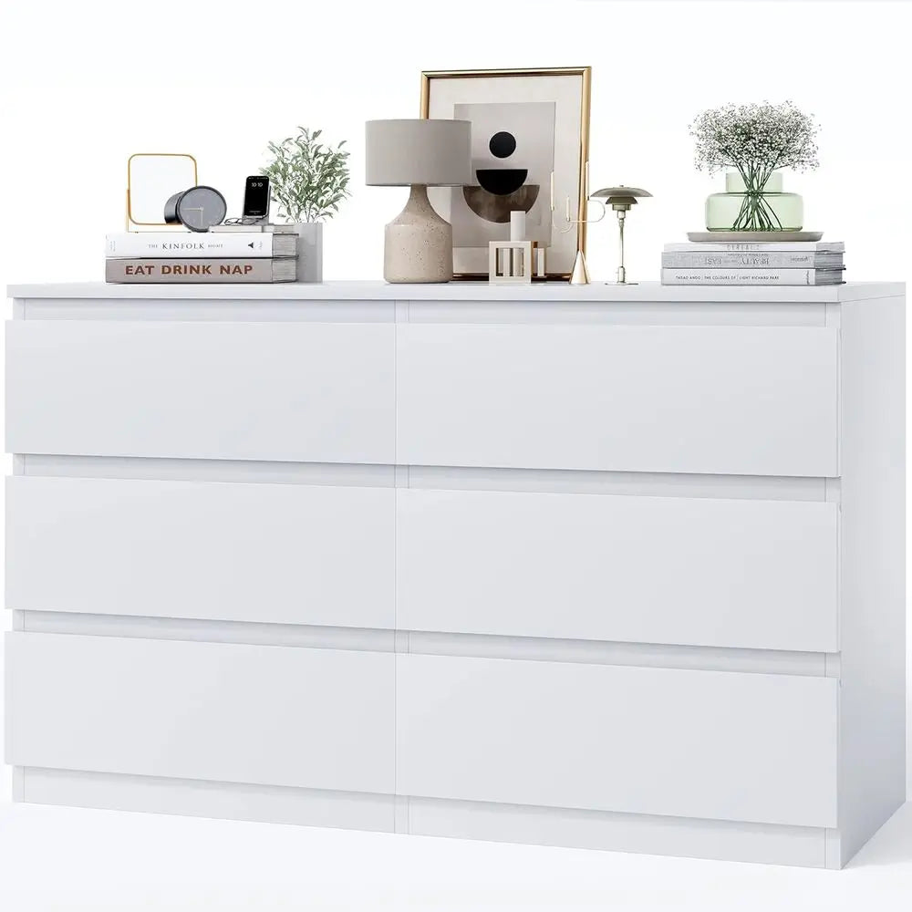 48 Inch Wide 6-Drawer Wooden Double Dresser