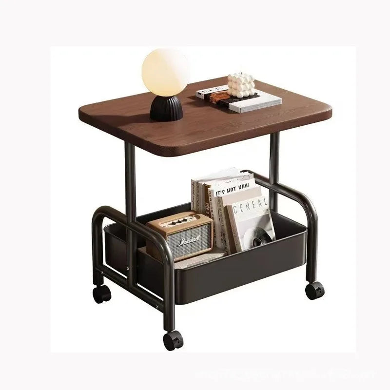 Two-Tier Rolling Nightstand with Drawer