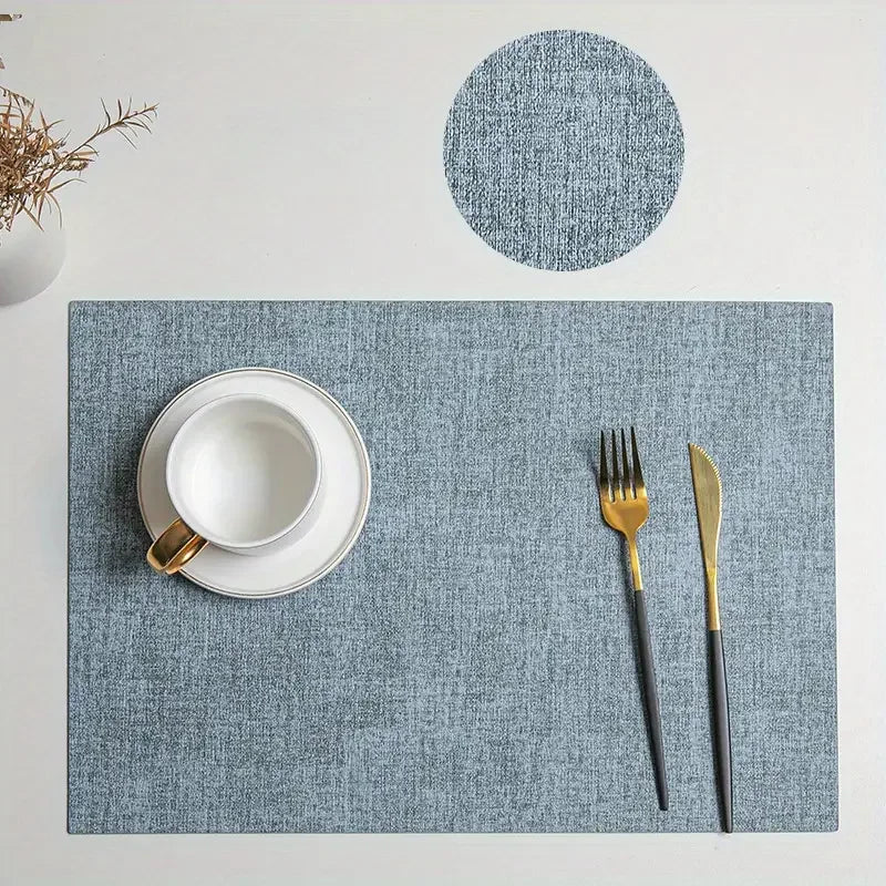 Dual-Sided Leather Table Placemats, Heat-Resistant