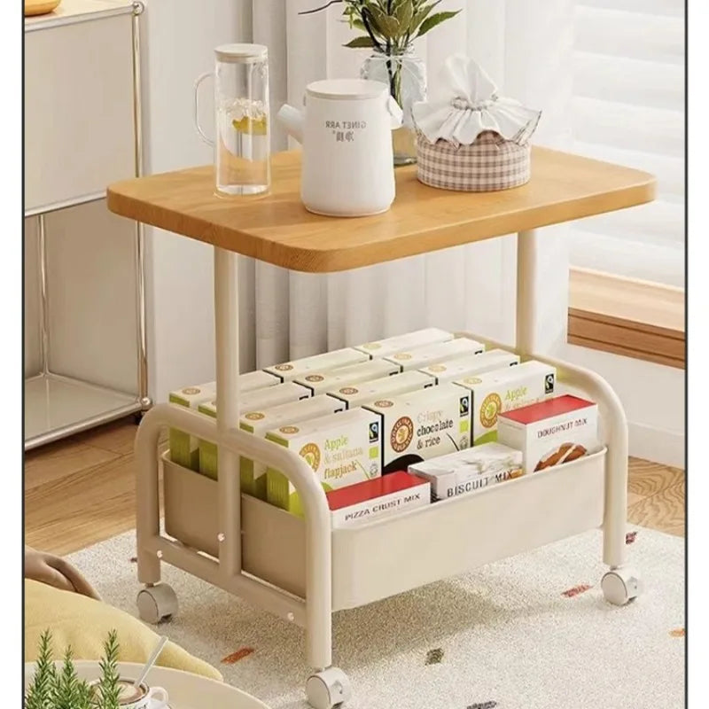 Two-Tier Rolling Nightstand with Drawer