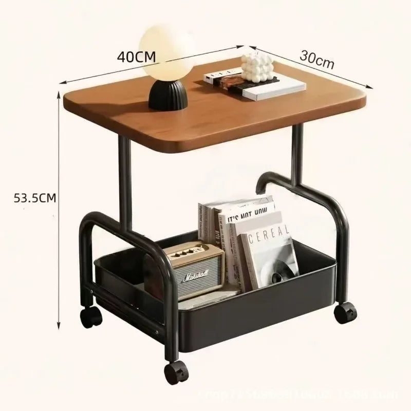 Two-Tier Rolling Nightstand with Drawer