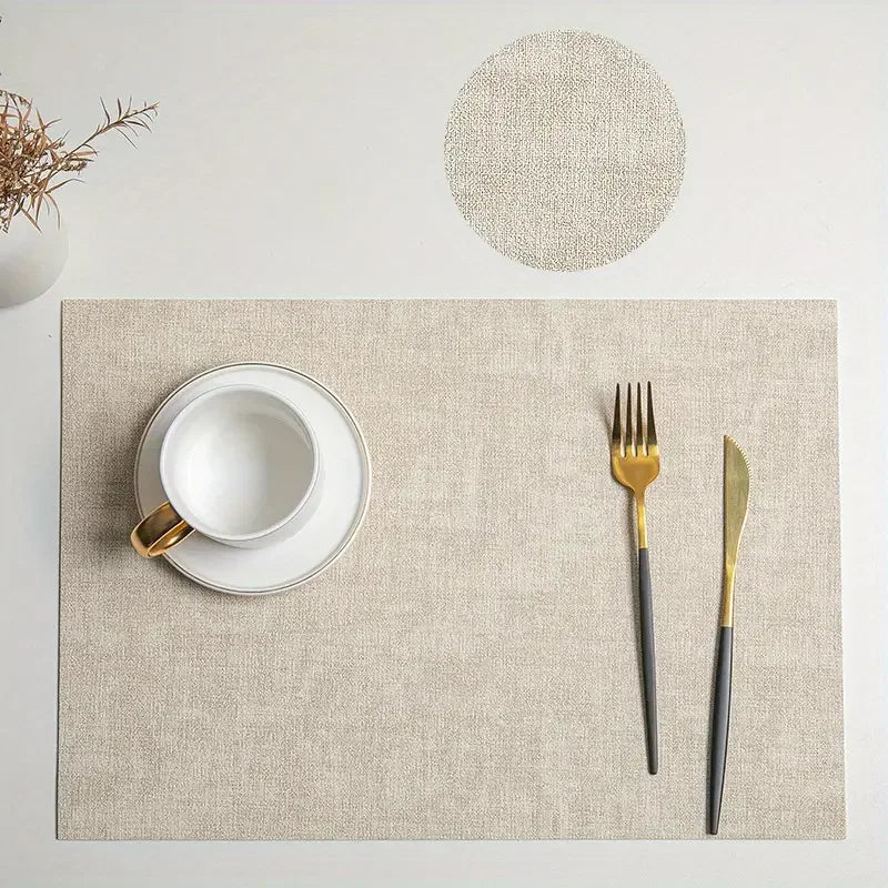 Dual-Sided Leather Table Placemats, Heat-Resistant