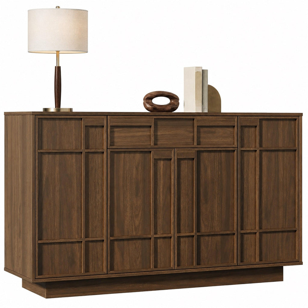 55-Inch Sideboard Buffet with Drawer and Built-In Lights
