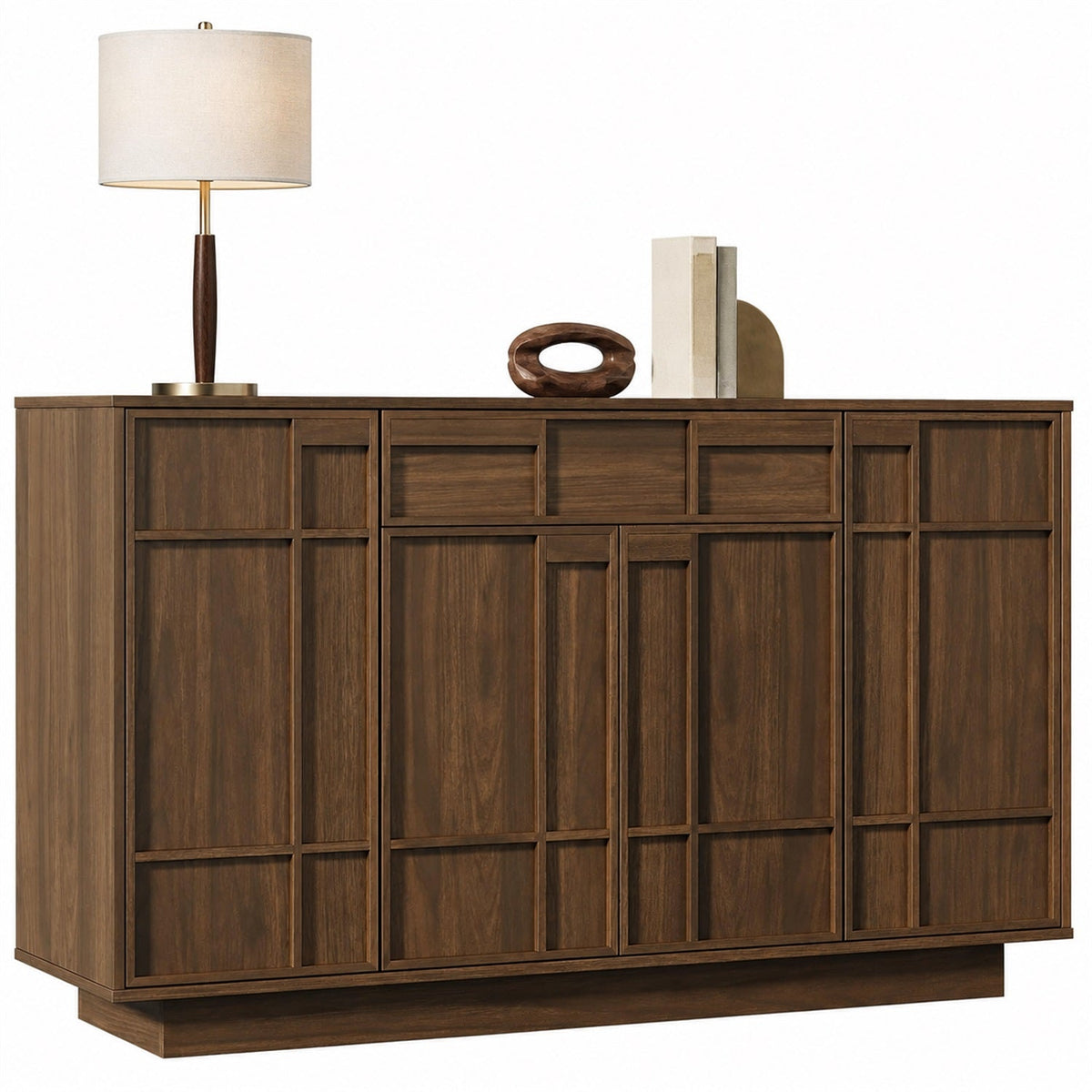 55-Inch Sideboard Buffet with Drawer and Built-In Lights