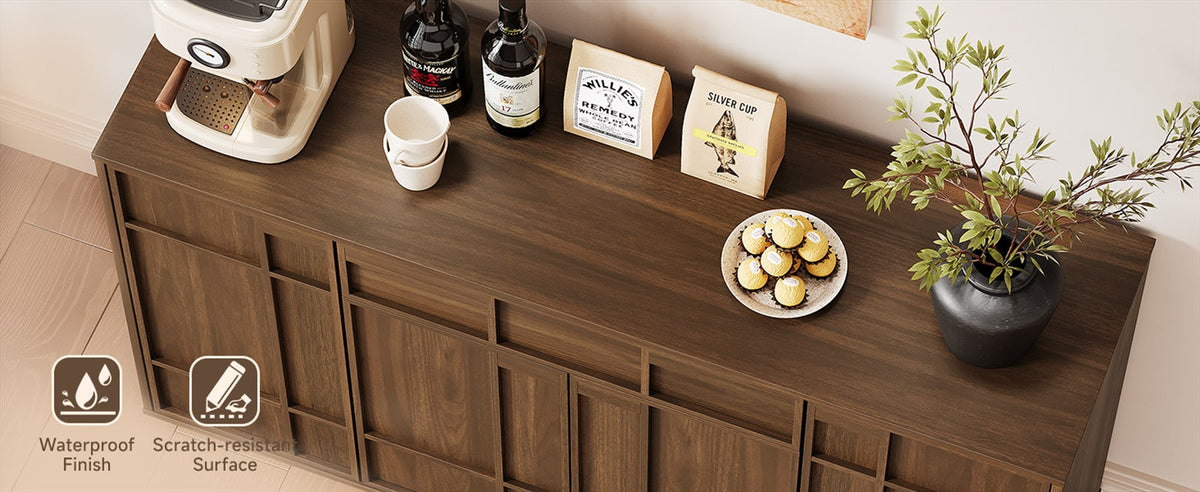 55-Inch Sideboard Buffet with Drawer and Built-In Lights