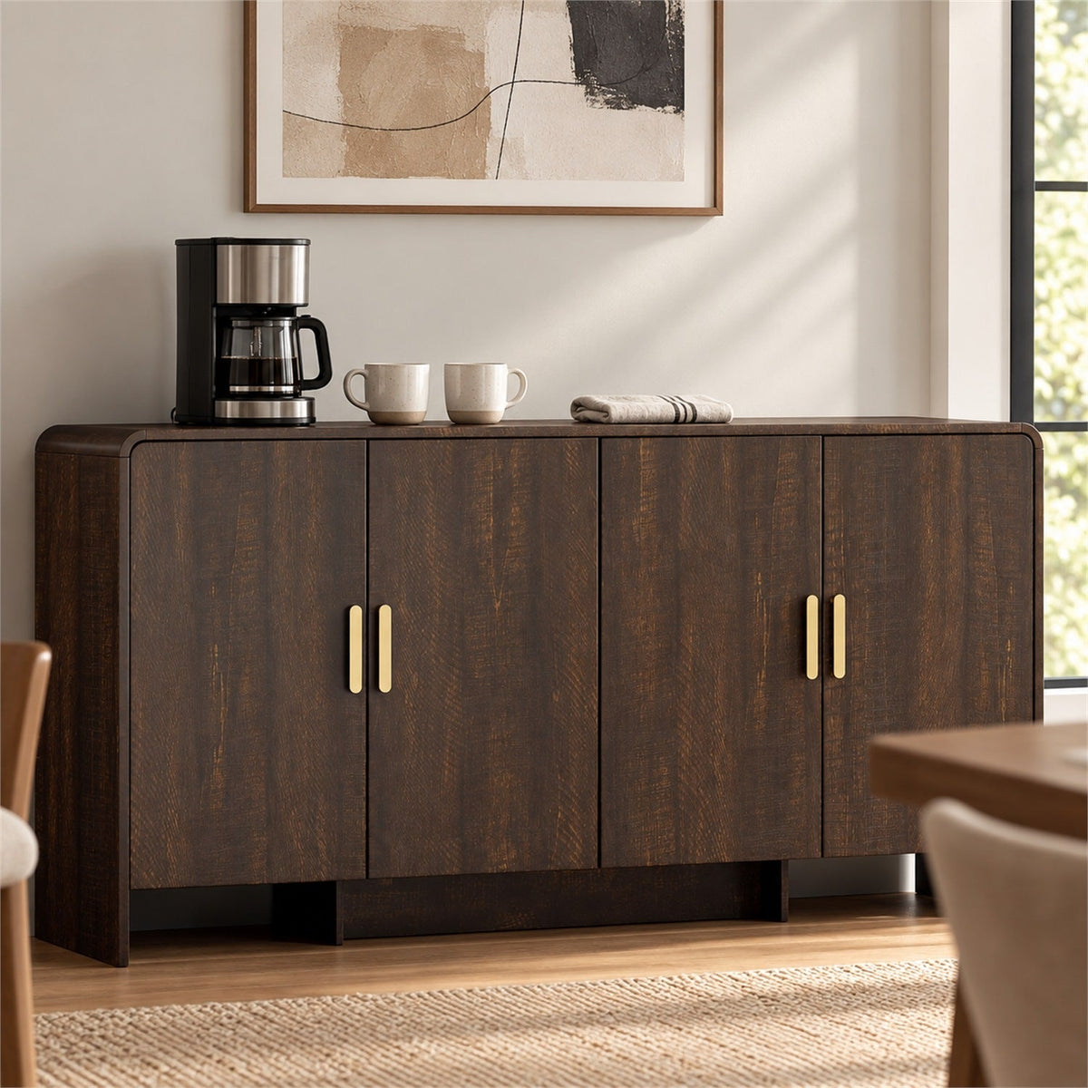 60 in Farmhouse Buffet Sideboard with 4 Doors