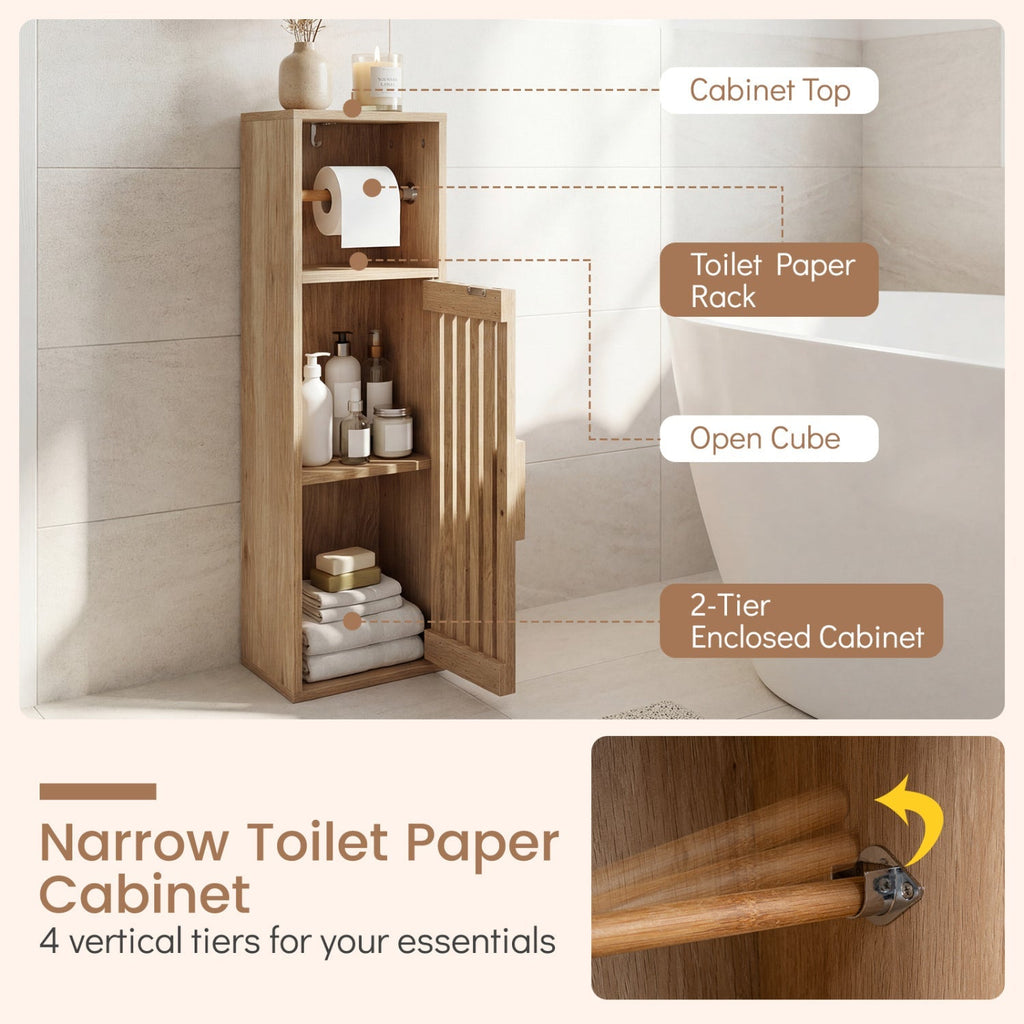 Slim Freestanding Bathroom Cabinet with Door