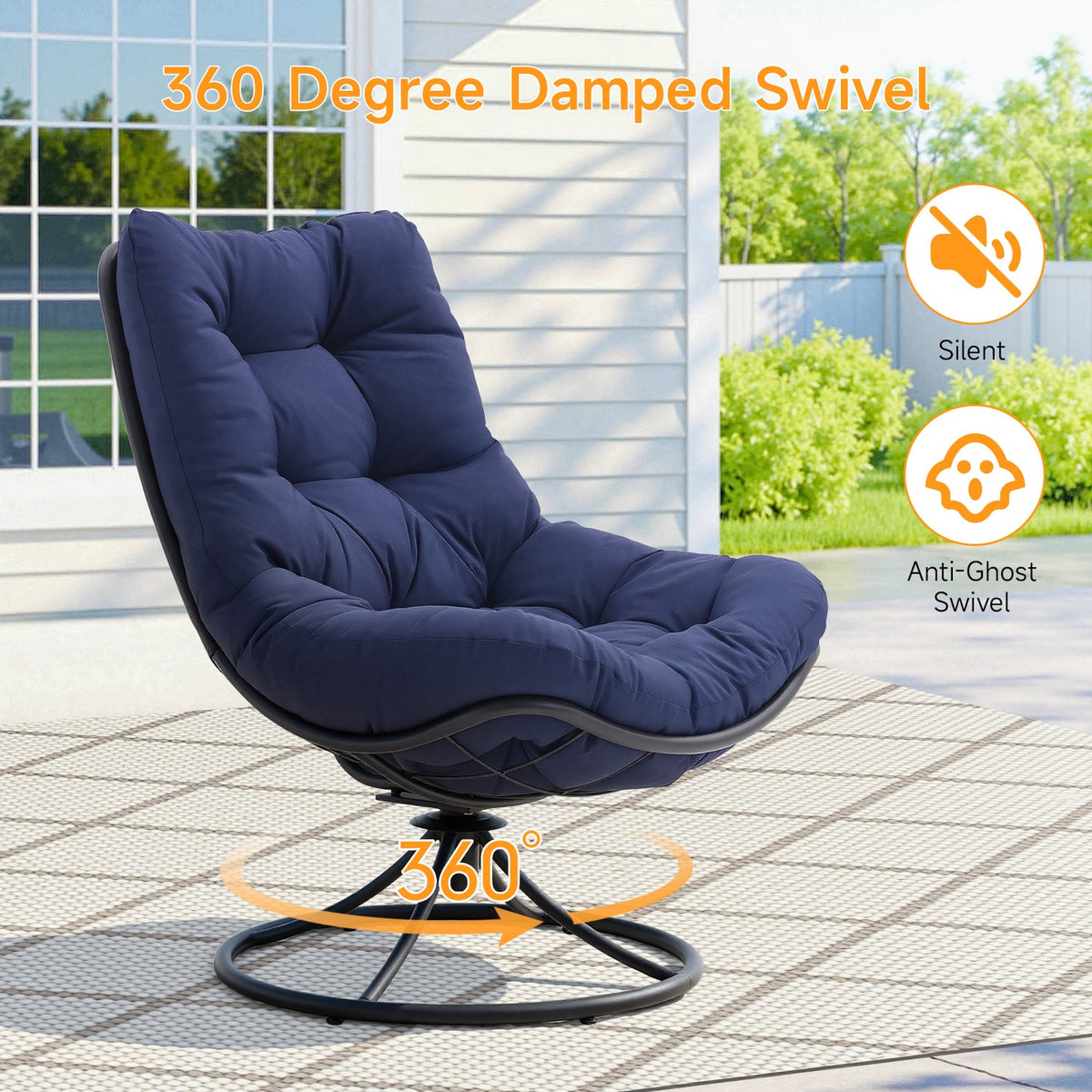 360 Degree Swivel Accent Chair with Tufted Cushion
