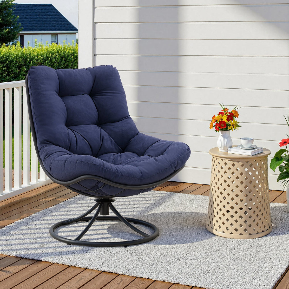 360 Degree Swivel Accent Chair with Tufted Cushion