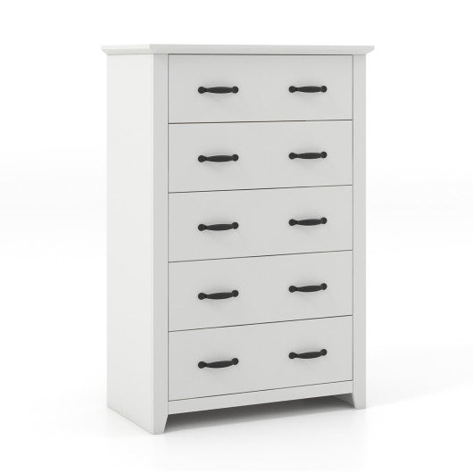 Tall White Dresser with 5 Pull-Out Drawers