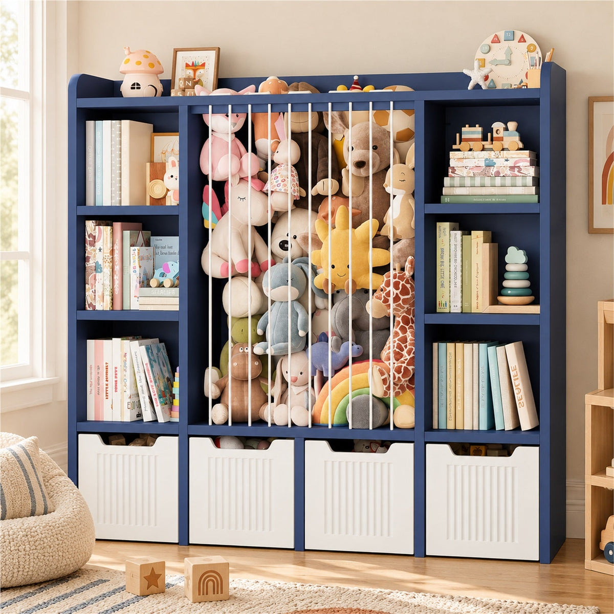 3-in-1 Kids Toy Chest and Storage Bookshelf