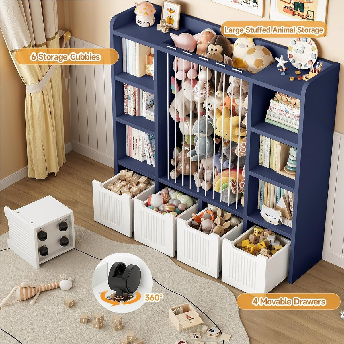 3-in-1 Kids Toy Chest and Storage Bookshelf