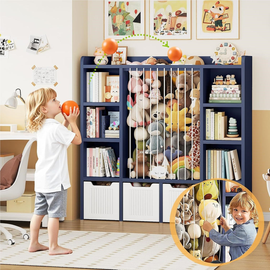 3-in-1 Kids Toy Chest and Storage Bookshelf
