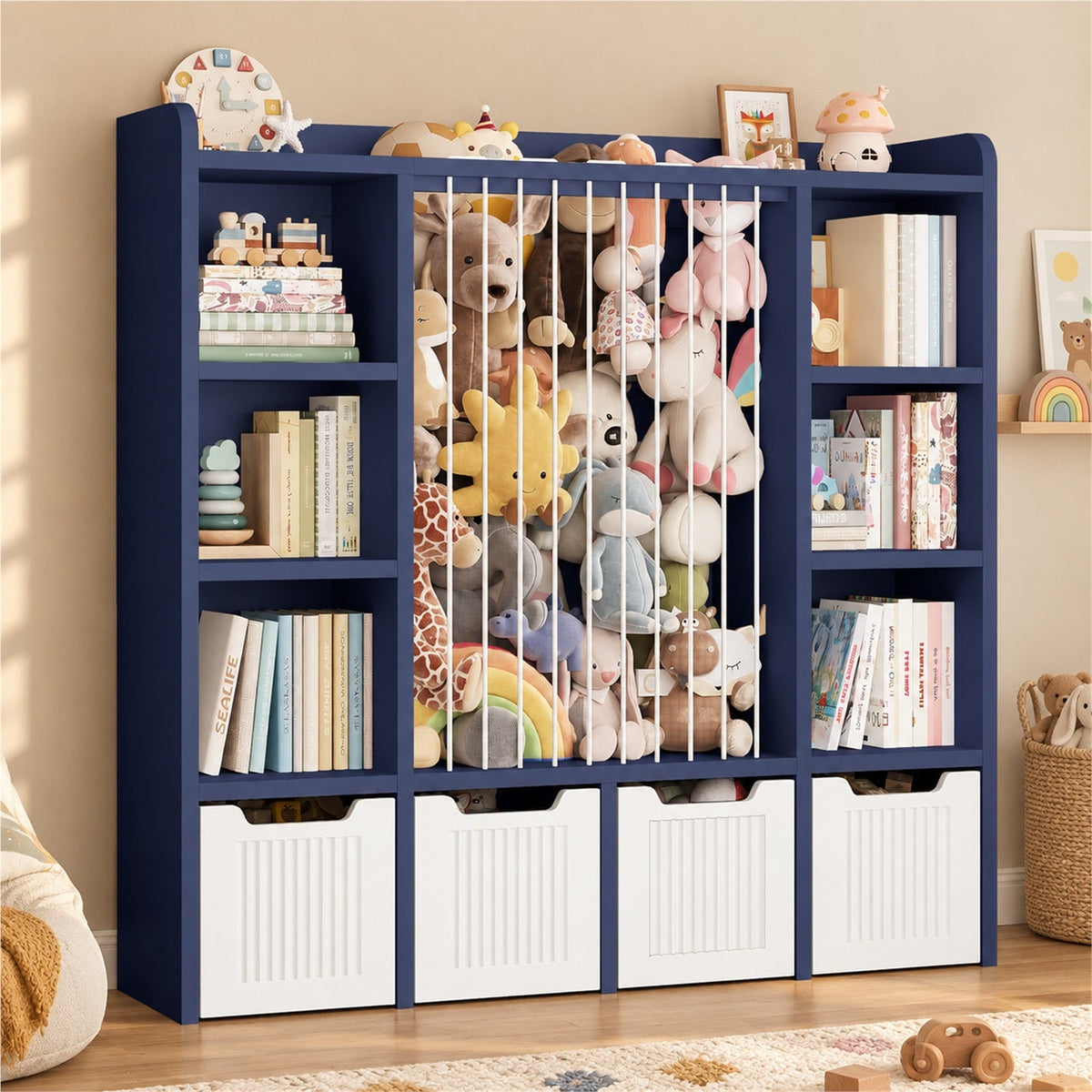 3-in-1 Kids Toy Chest and Storage Bookshelf