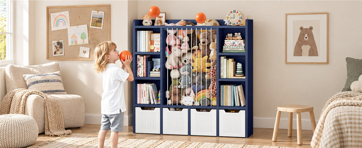 3-in-1 Kids Toy Chest and Storage Bookshelf