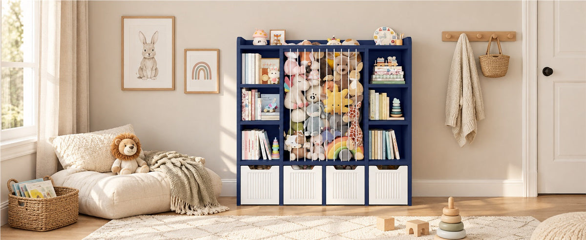 3-in-1 Kids Toy Chest and Storage Bookshelf