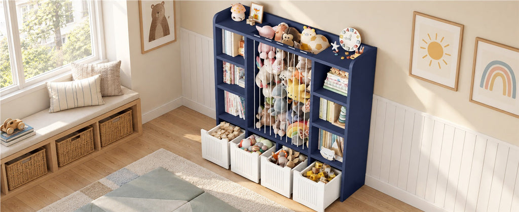 3-in-1 Kids Toy Chest and Storage Bookshelf