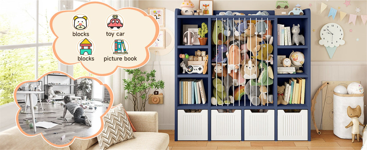 3-in-1 Kids Toy Chest and Storage Bookshelf