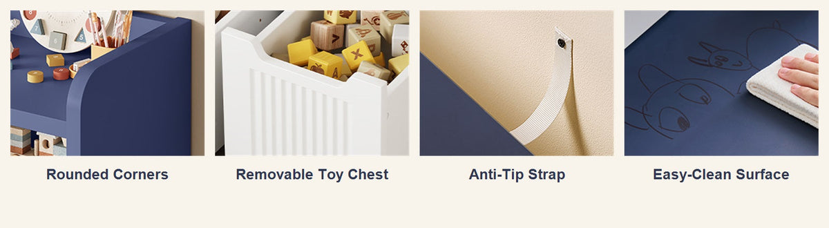 3-in-1 Kids Toy Chest and Storage Bookshelf