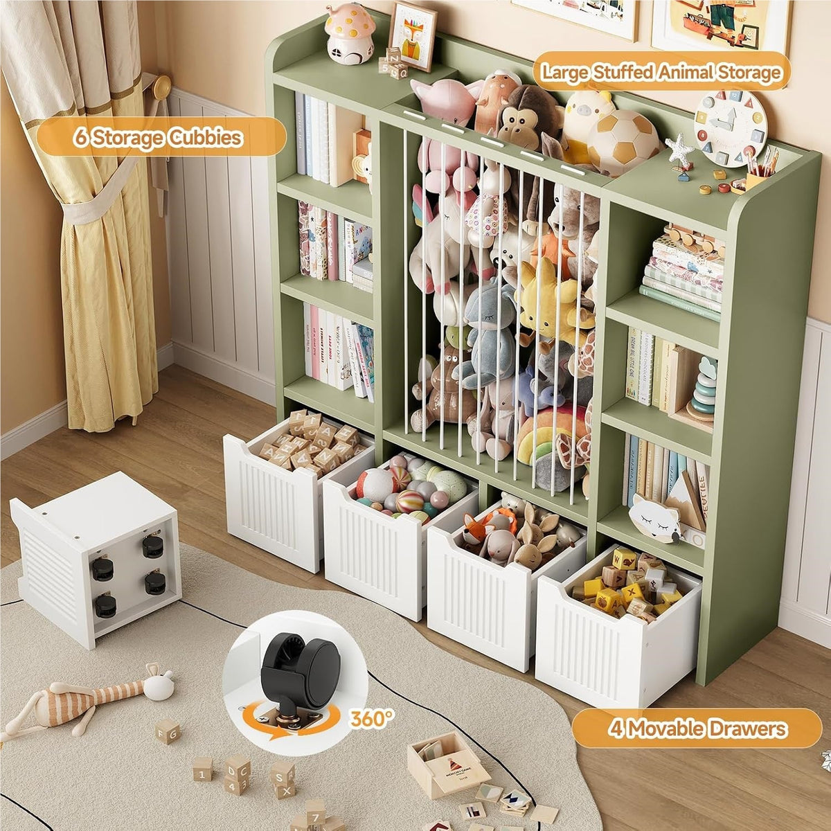 3-in-1 Kids Toy Chest and Storage Bookshelf