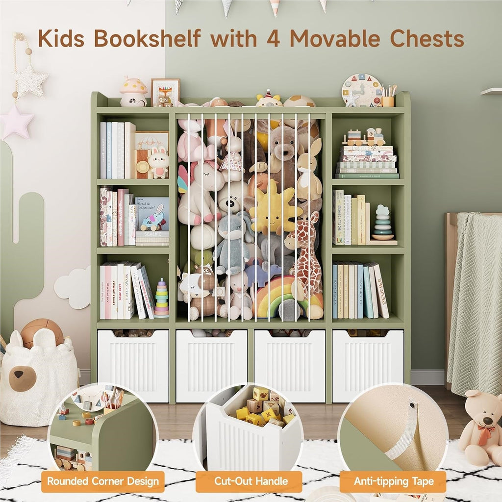 3-in-1 Kids Toy Chest and Storage Bookshelf