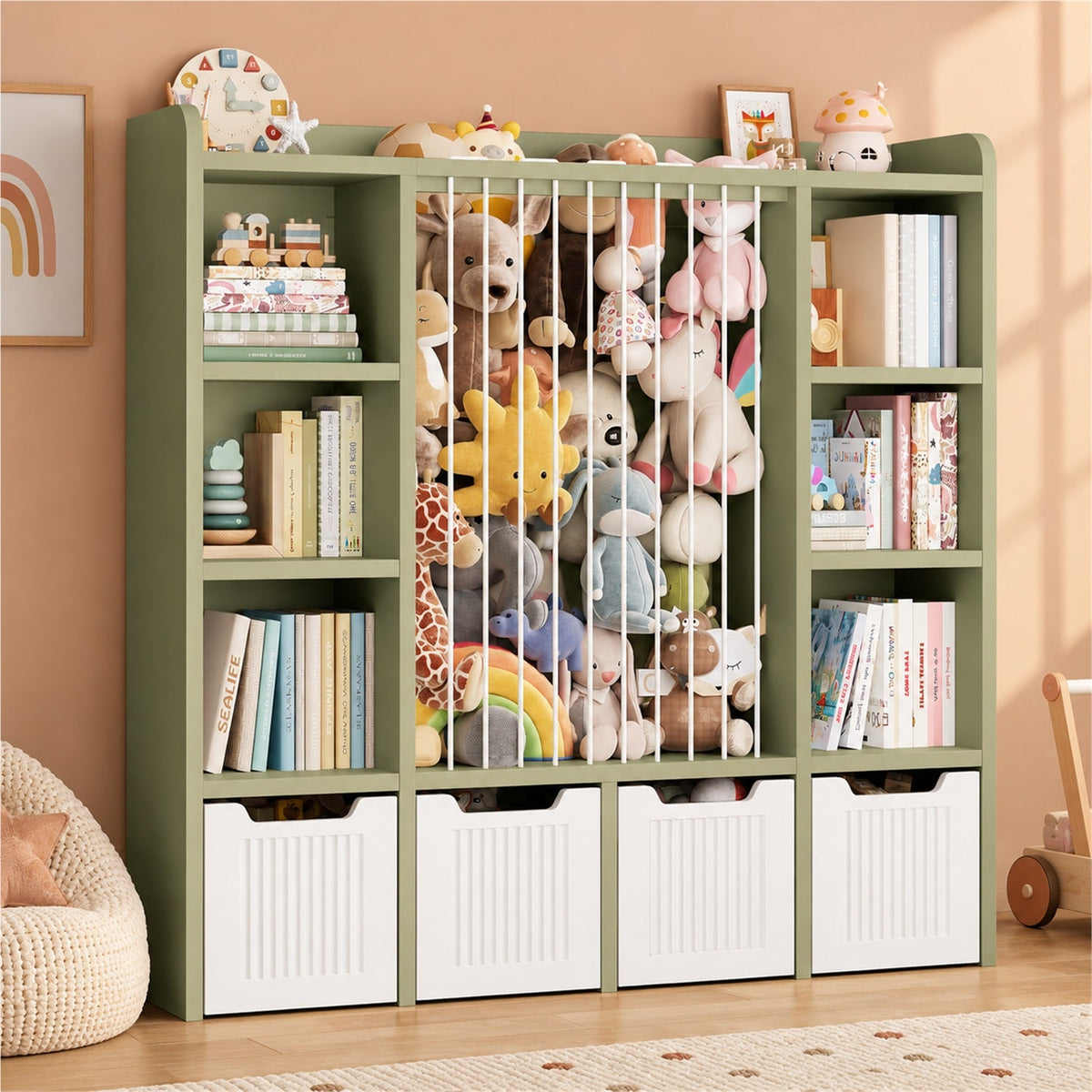 3-in-1 Kids Toy Chest and Storage Bookshelf