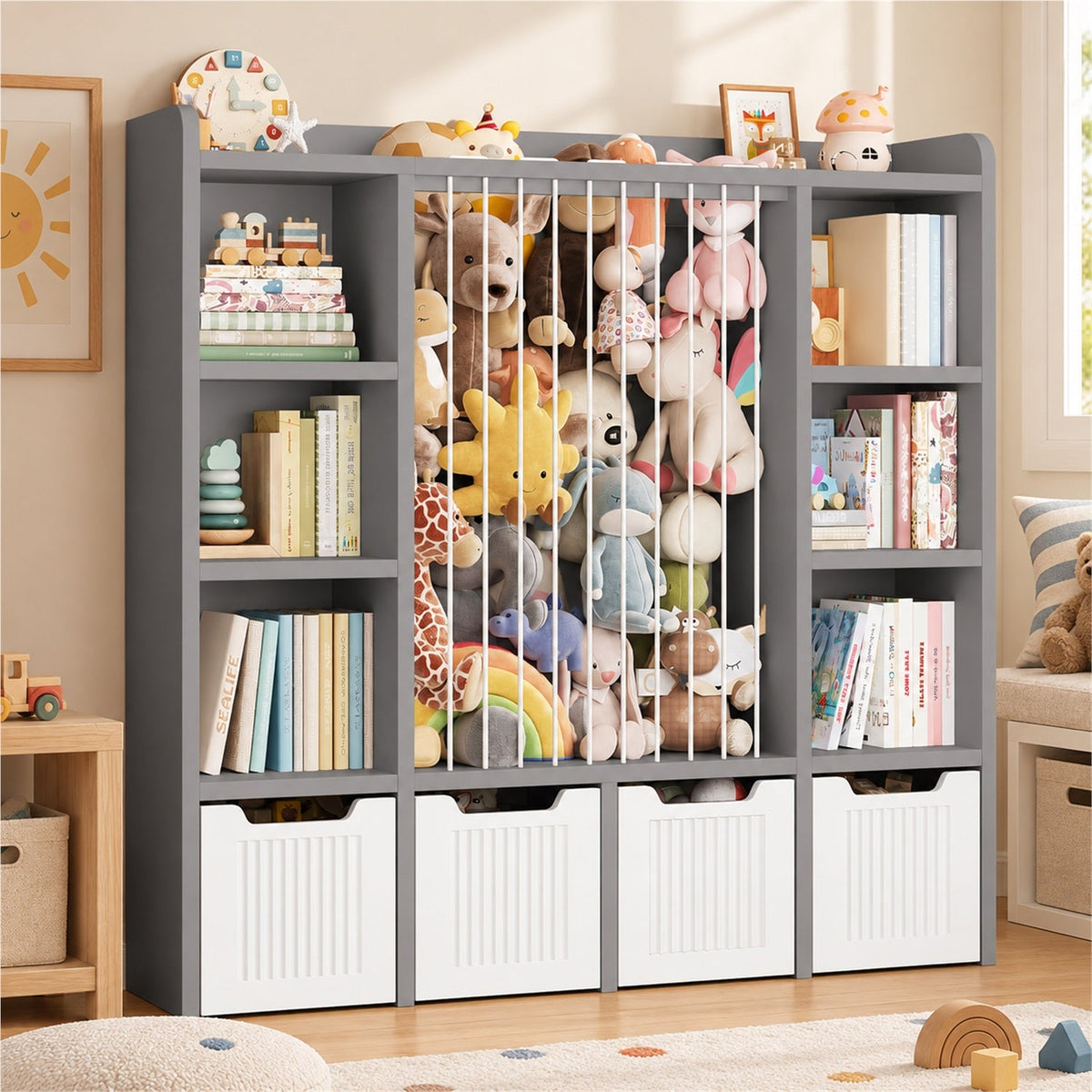 3-in-1 Kids Toy Chest and Storage Bookshelf