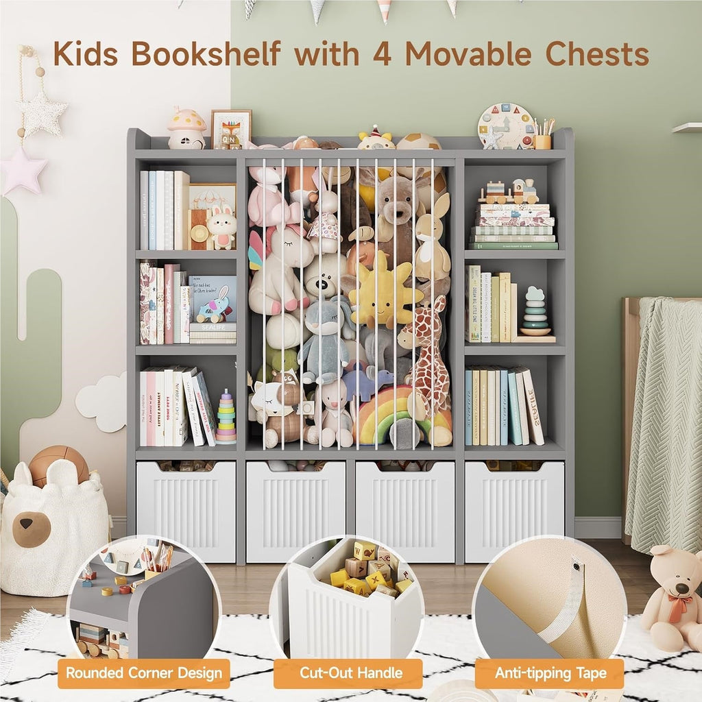 3-in-1 Kids Toy Chest and Storage Bookshelf