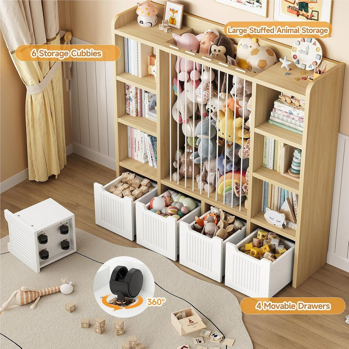 3-in-1 Kids Toy Chest and Storage Bookshelf